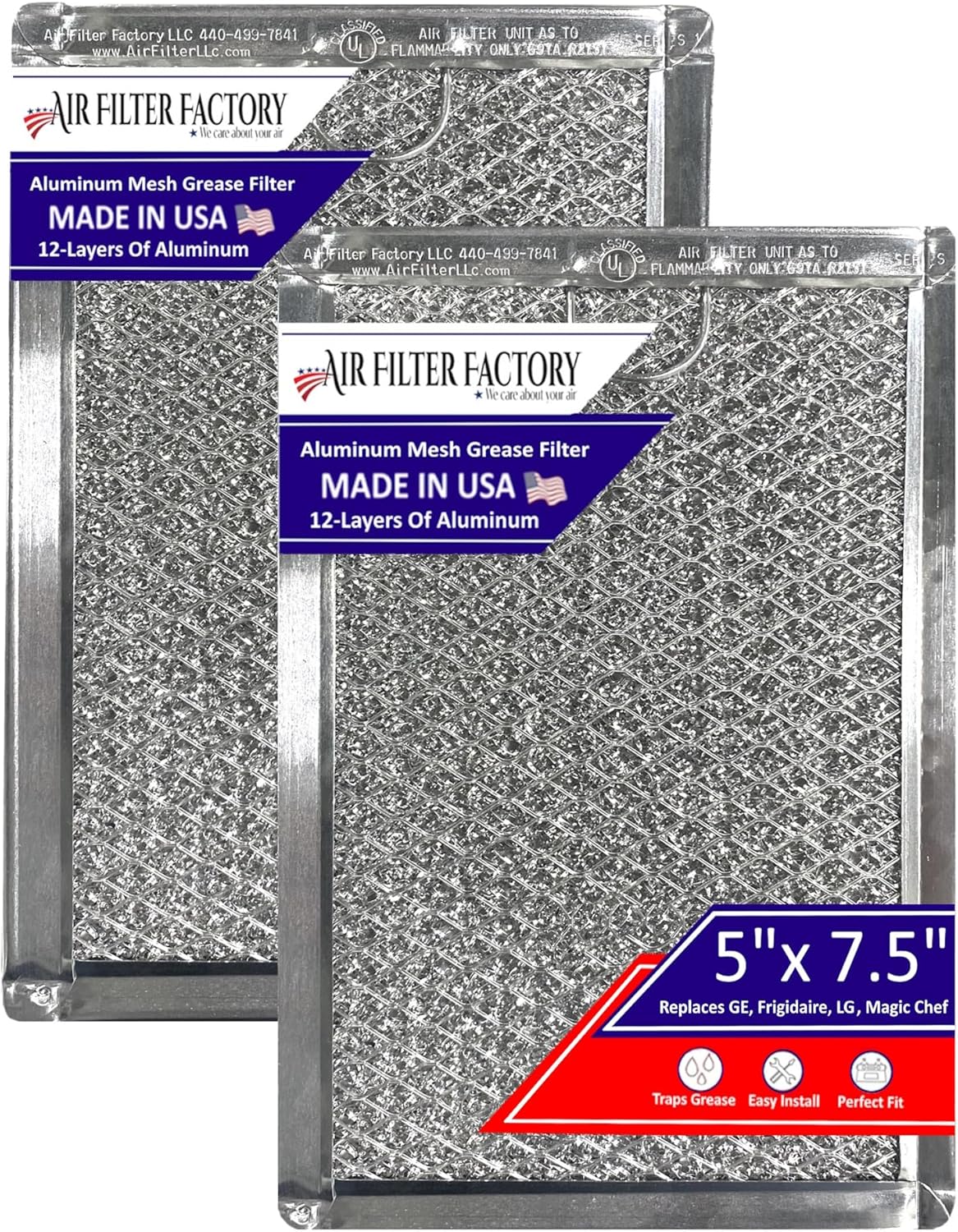 Improved Air Quality: 5 x 7.5 Microwave Grease Filter Replacements Set Of 2