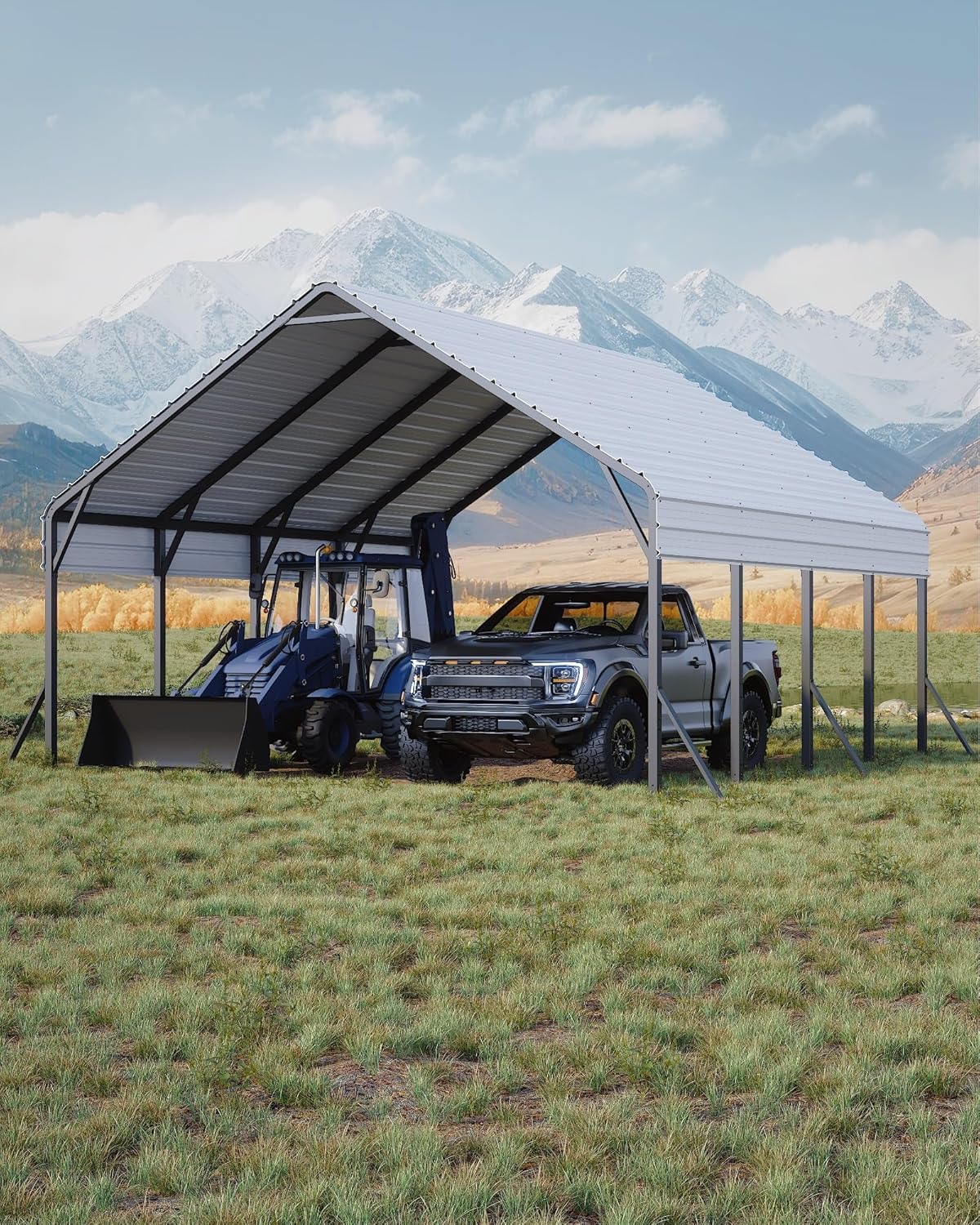 20ftx20ftx13ft Heavy Duty Metal Carport for 2 Cars and More