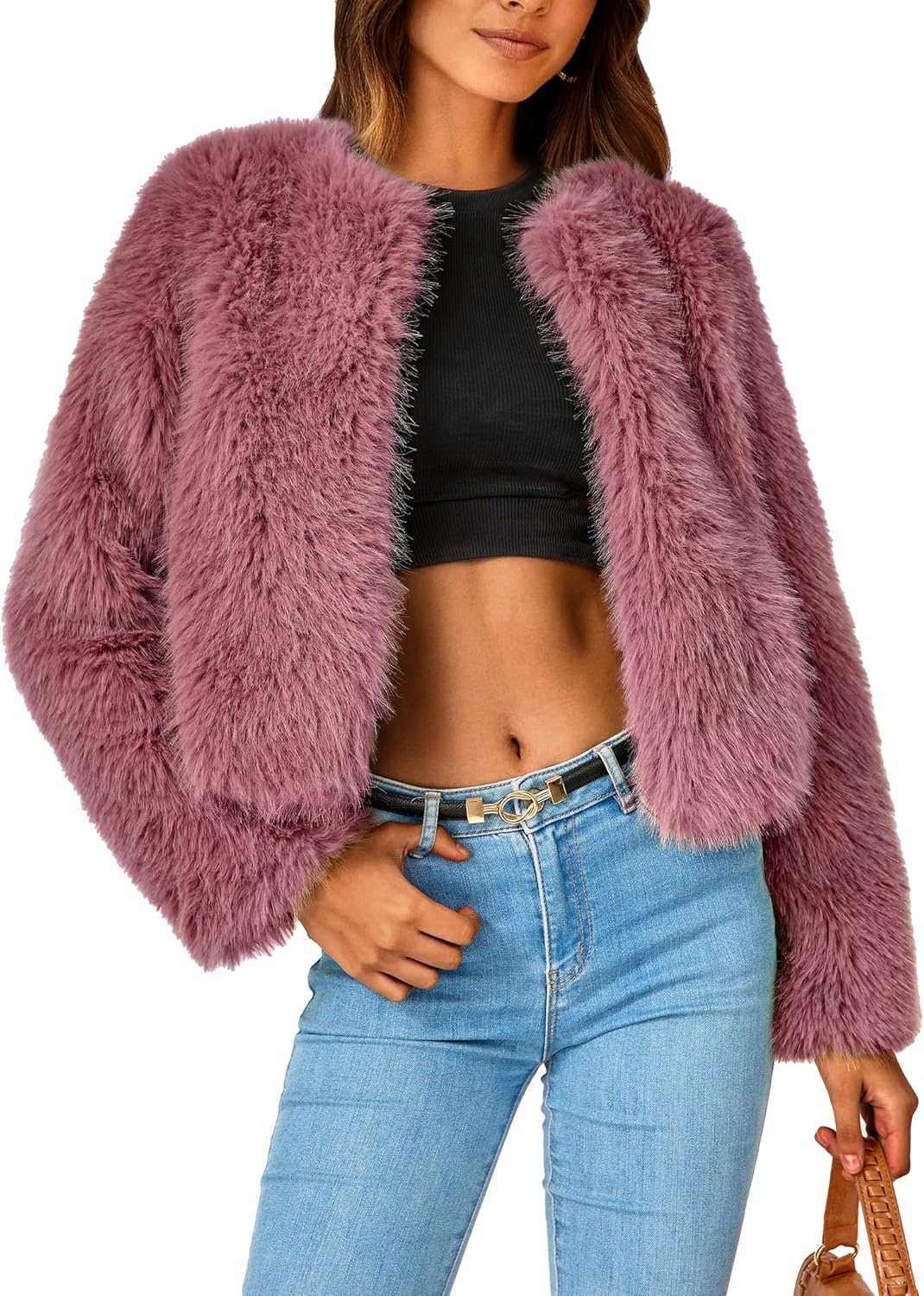 PRETTYGARDEN Women's 2025 Winter Coats Fleece Cropped Jacket