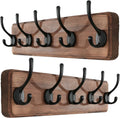 Rustic Wall Mounted Coat Rack 5 Hooks - Pine Wood, Case of 2