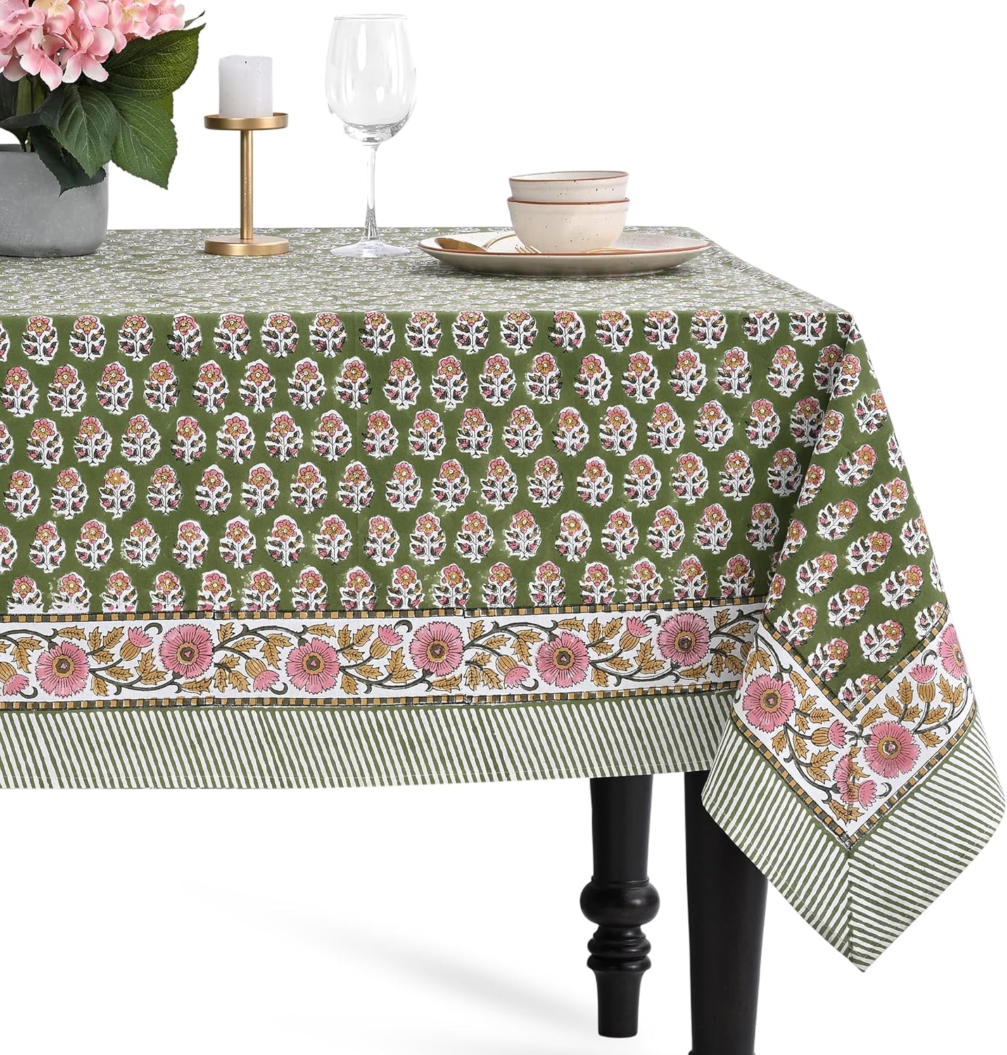 CPC Cotton Print Club 60x60 Inch Indian Block Print Tablecloth