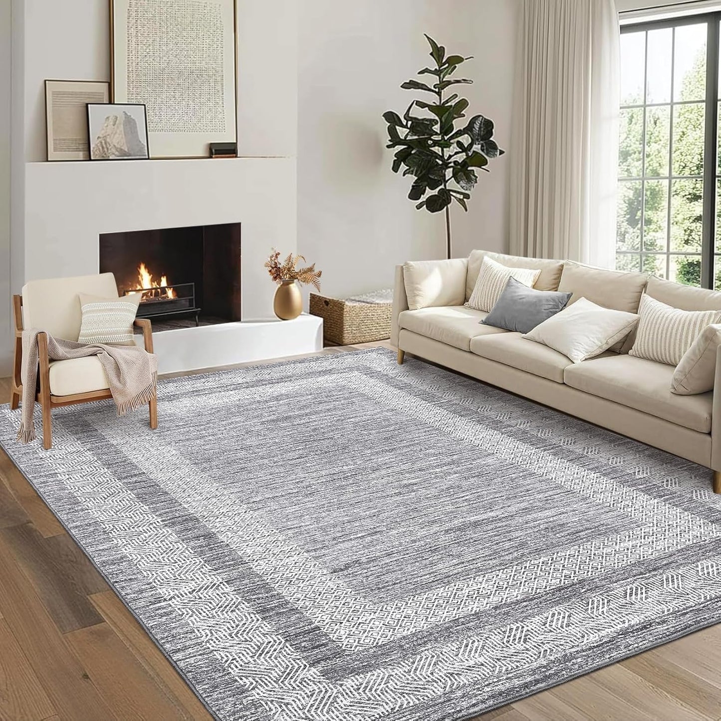 Modern Geometric Area Rug 4x6 for Dining Room and Living Room