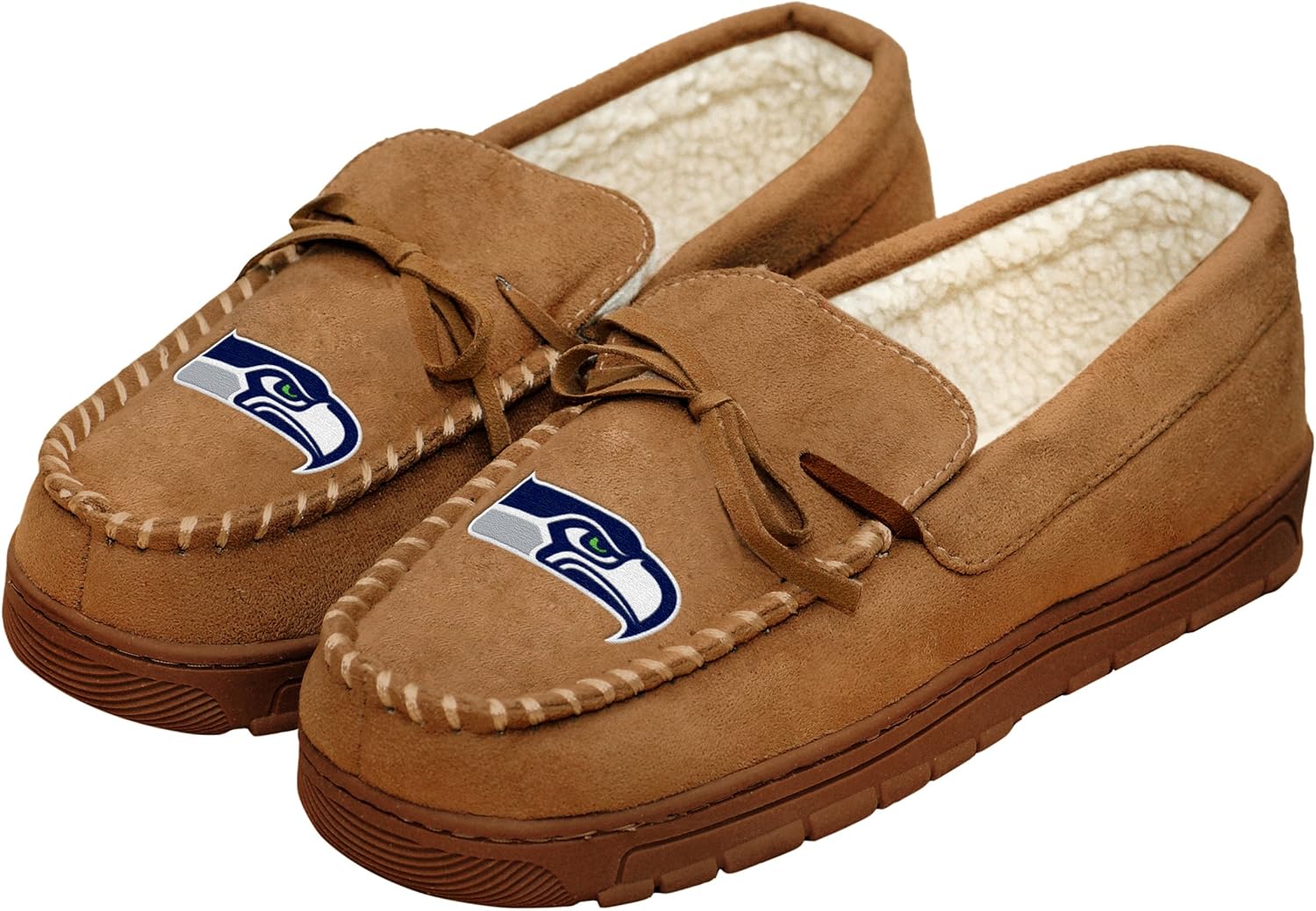 FOCO Men's NFL Football Team Logo Moccasin Slippers for Comfort