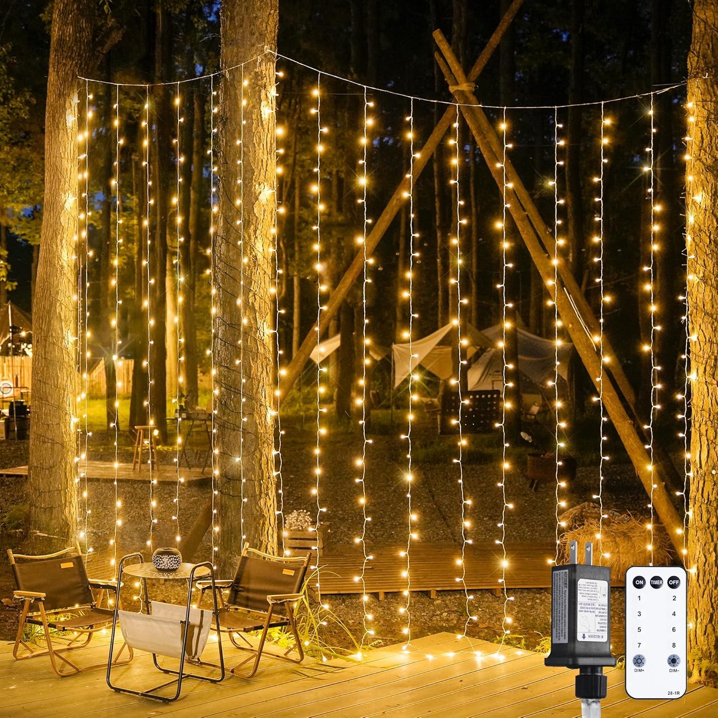 900LED Outdoor Christmas Curtain Lights with Remote Control