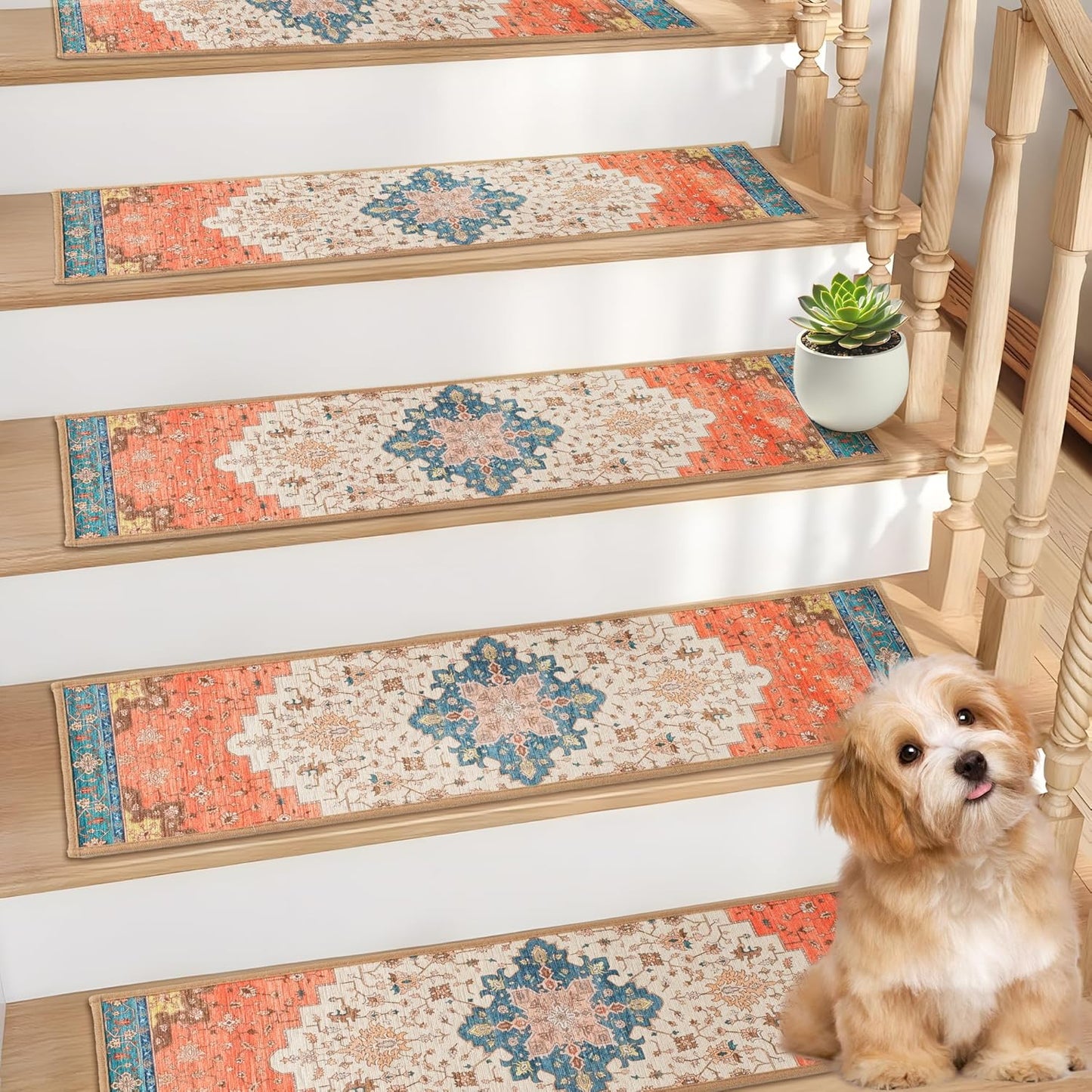 Stair Treads Non Slip Carpet Runner for Wooden Steps 15PCS