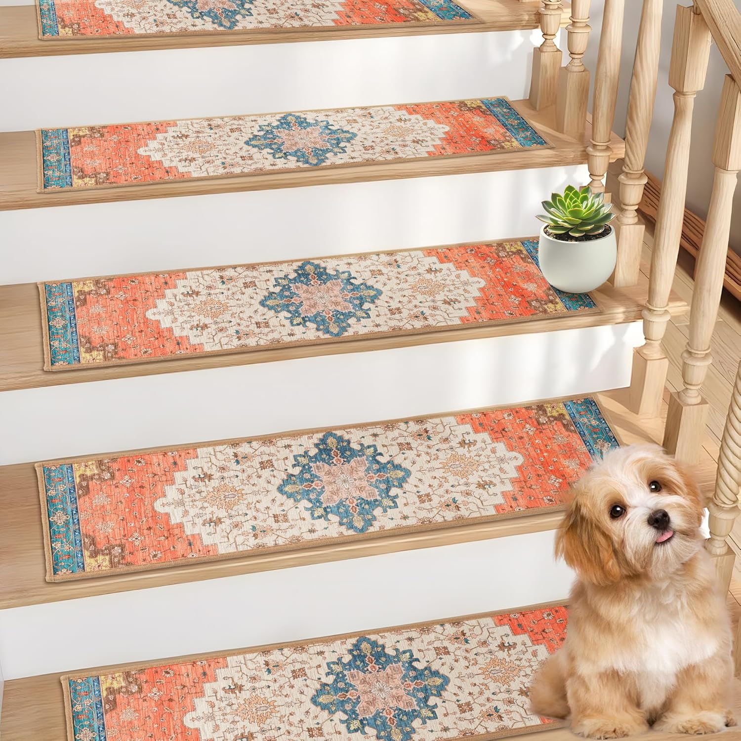 Stair Treads Non Slip Carpet Runner for Wooden Steps 15PCS