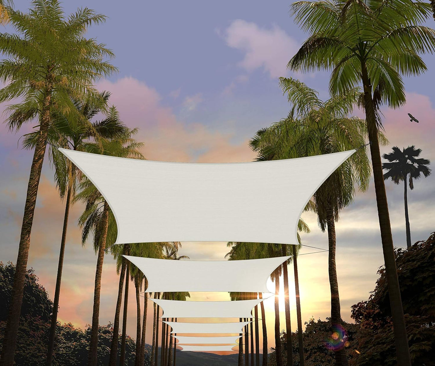 Custom Size 13ft x 22ft White Rectangle Sun Shade Sail for All