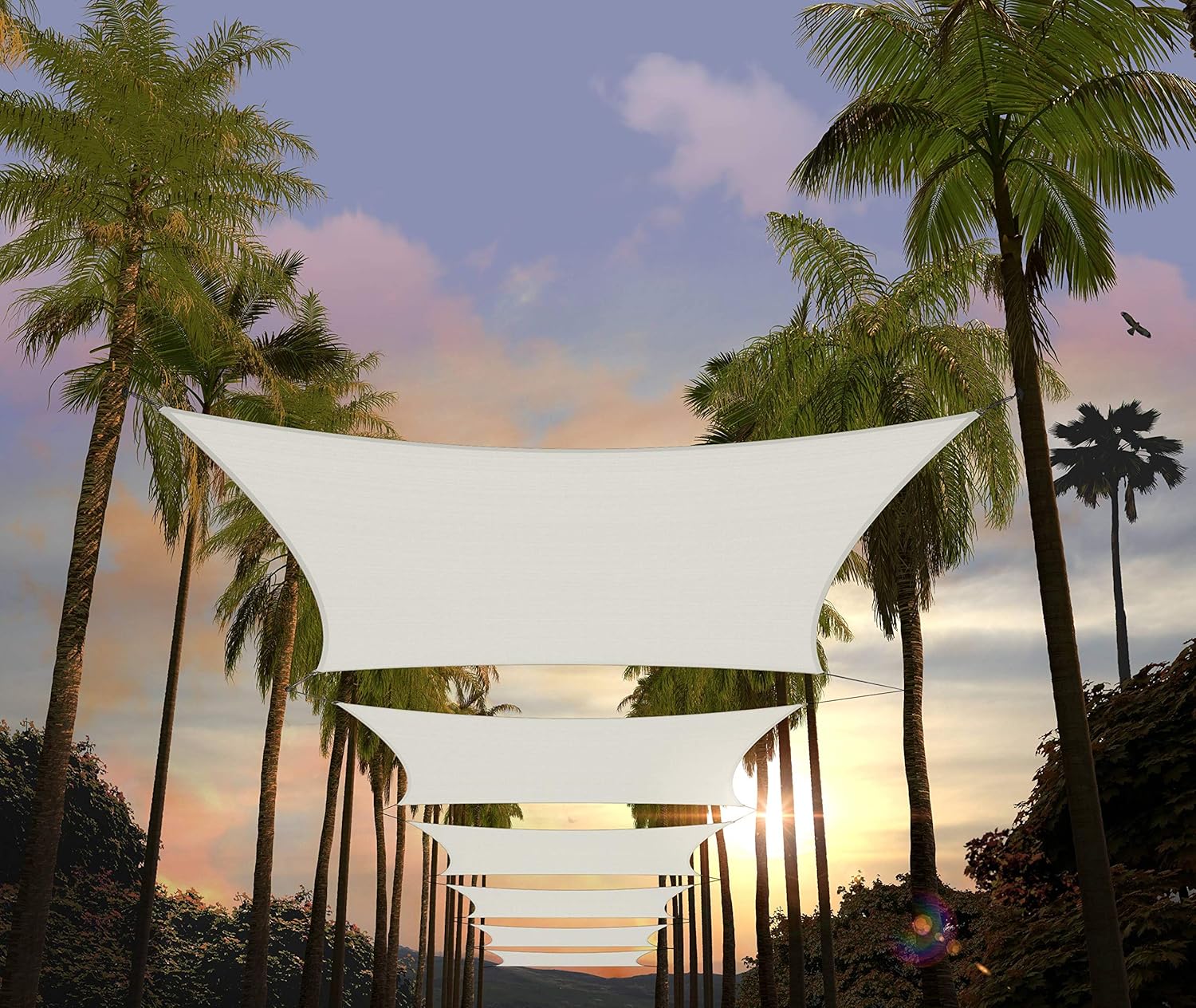 Custom Size 13ft x 22ft White Rectangle Sun Shade Sail for All
