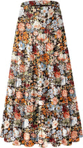 Women's Chiffon White Flowy Maxi Skirt - Boho Pleated A-Line NiPaMi