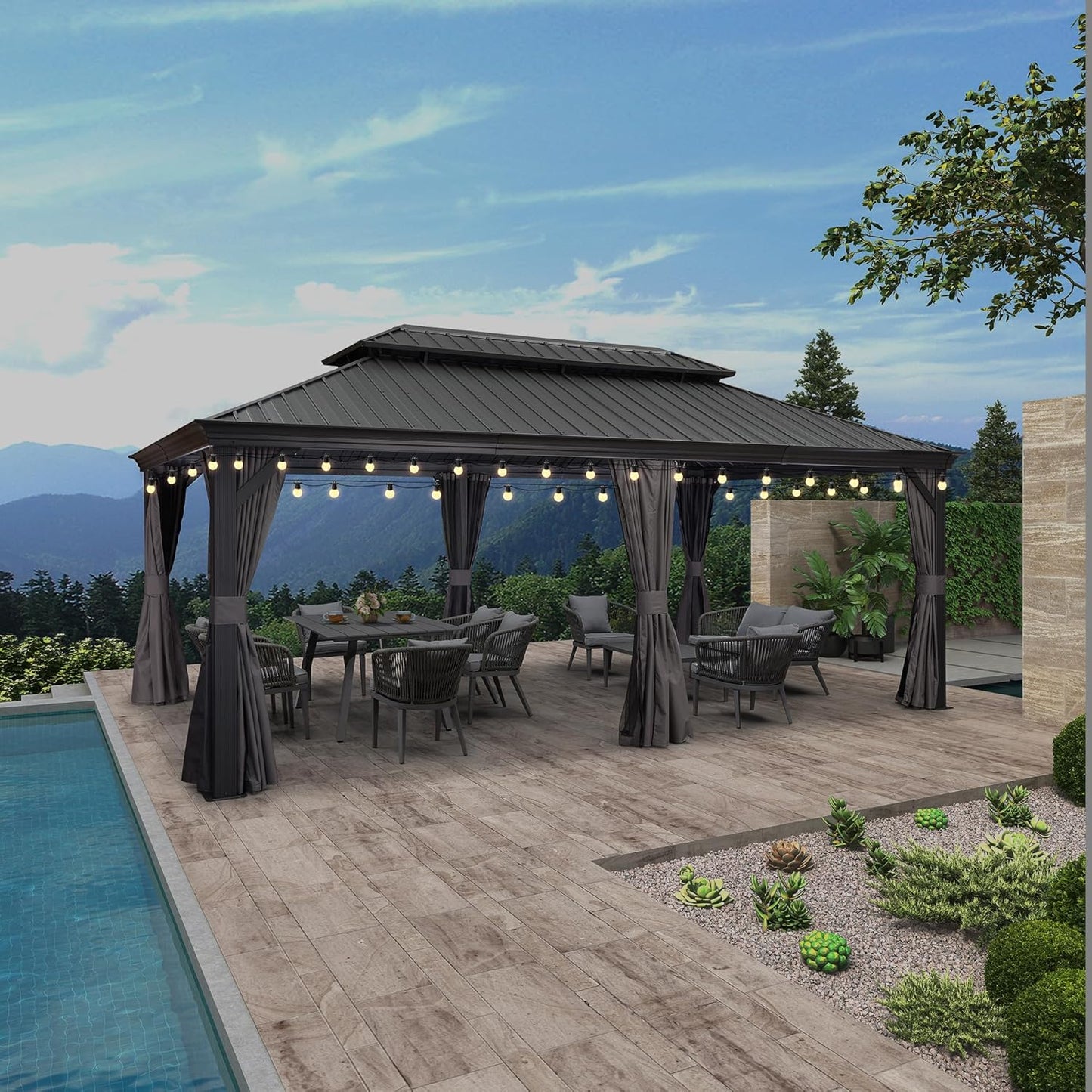12ft X 20ft Large Gazebo with Double Roof for Outdoor Spaces