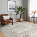 Bavni Vintage 5x7 Area Rug - Machine Washable Low-Pile Boho Grey