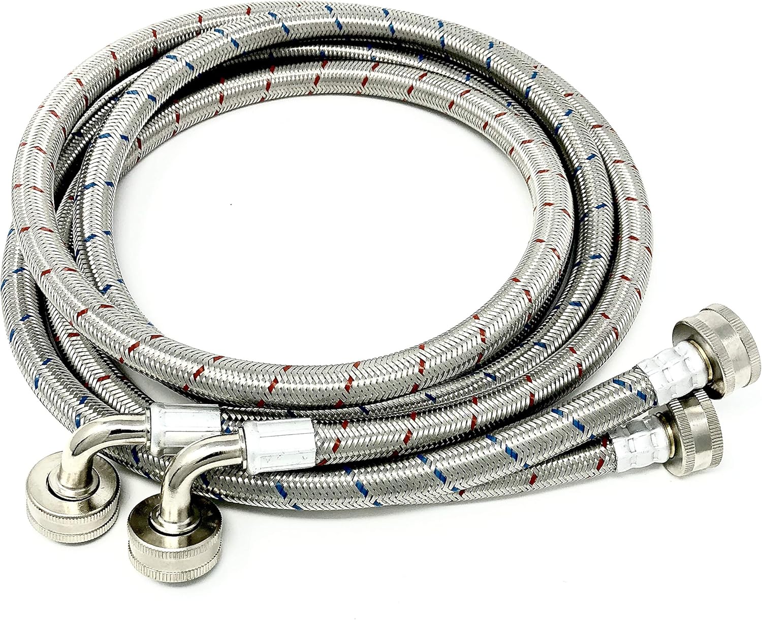 Shark Industrial 8 FT Stainless Steel Washer Hoses - Burst Proof - 2-Pack