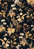 Black and Gold Botanical Peel and Stick Wallpaper - Elegant Accent