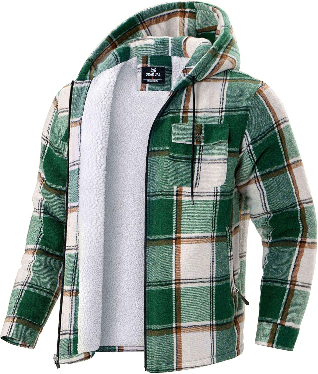 G Gradual Men's Flannel Jacket - Warm Winter Zip Up Hoodie