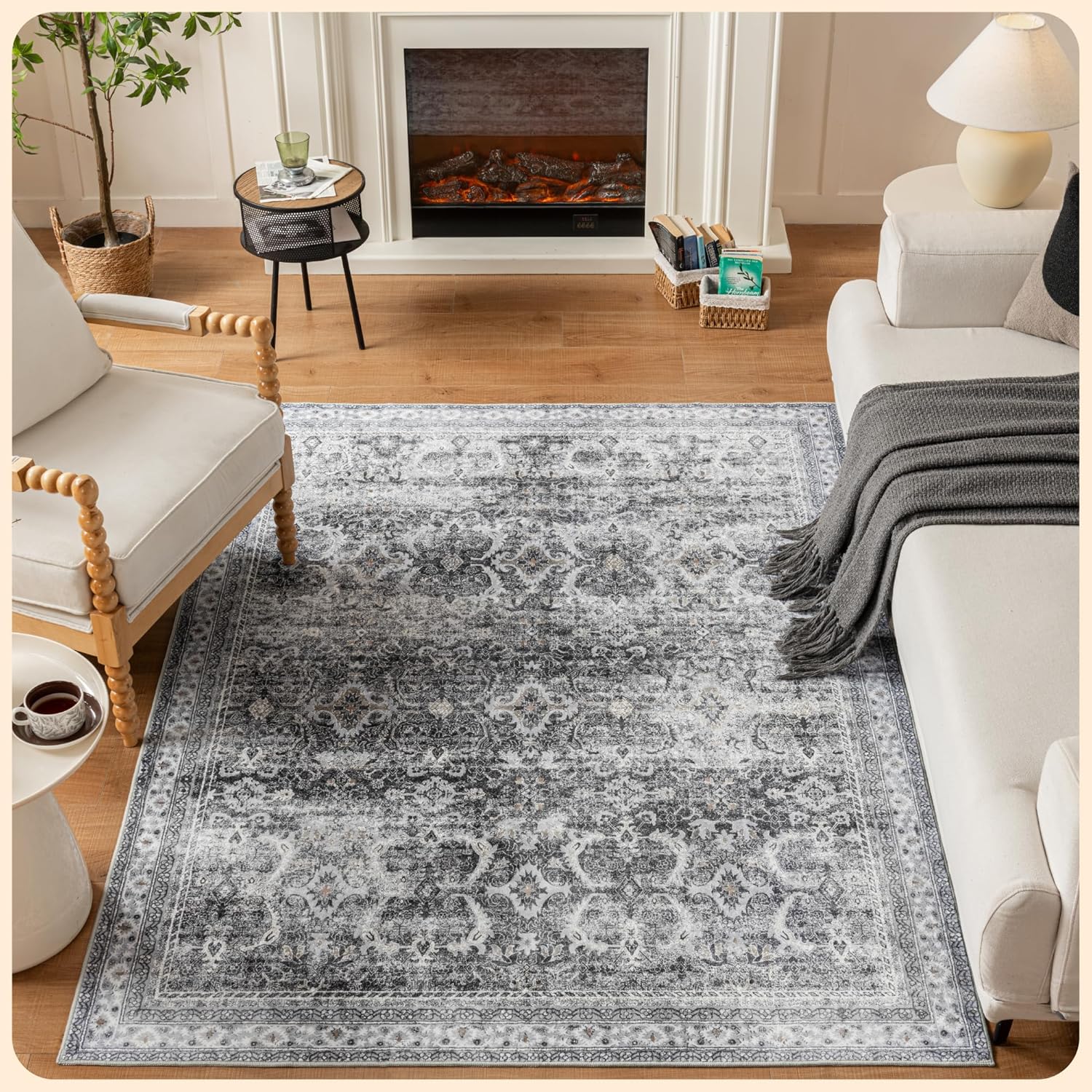 Istana 5x7 Area Rug - Stylish Grey Rugs for Living Room