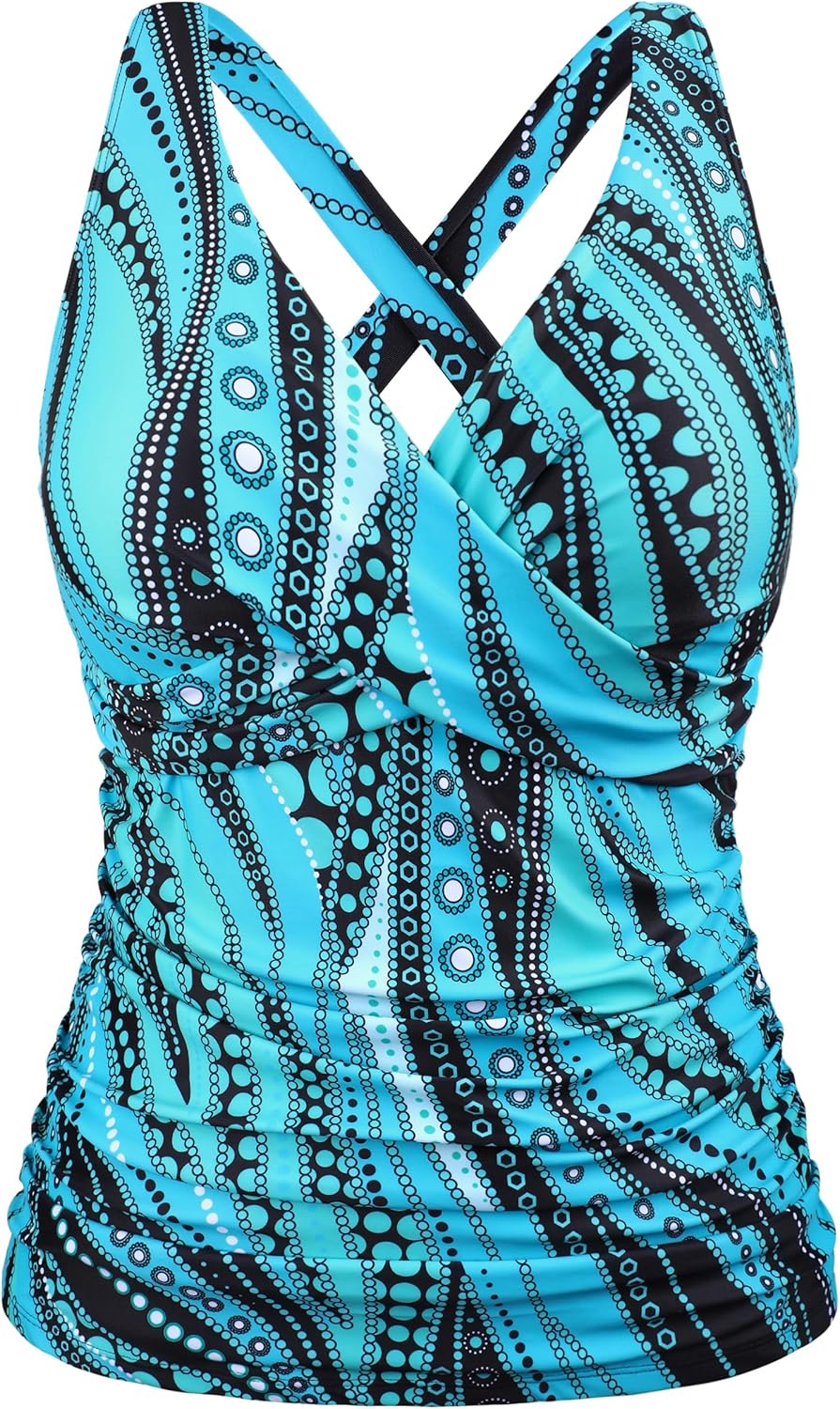 Hilor Women's Underwire Tankini Top for Tummy Control Swimwear