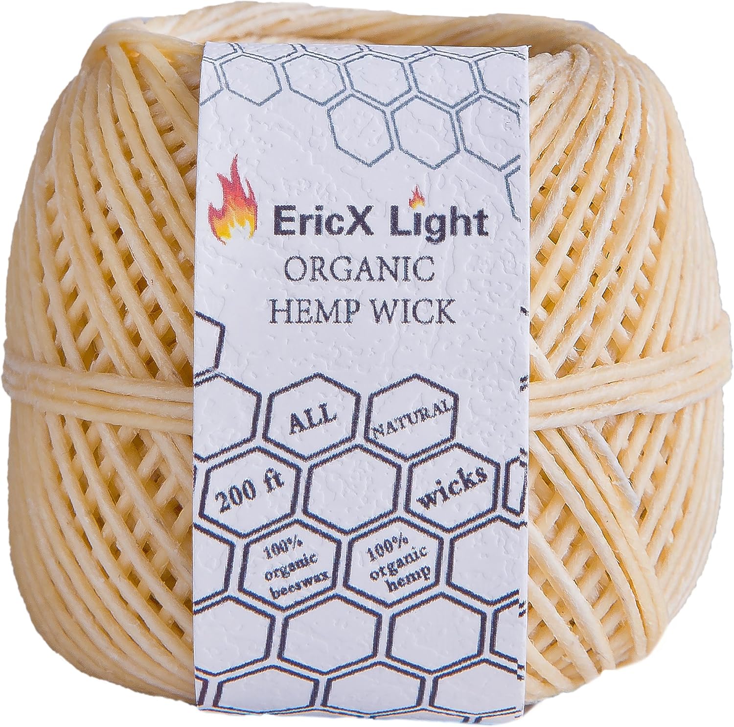 Organic Beeswax-Coated Hemp Wick - 200ft Spool