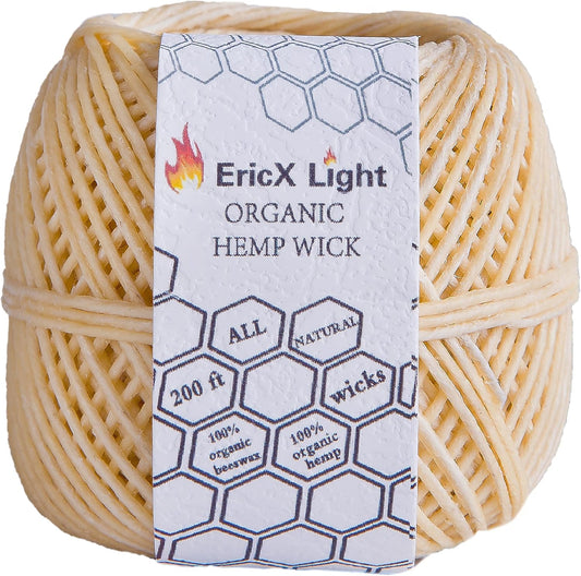 Organic Beeswax-Coated Hemp Wick - 200ft Spool