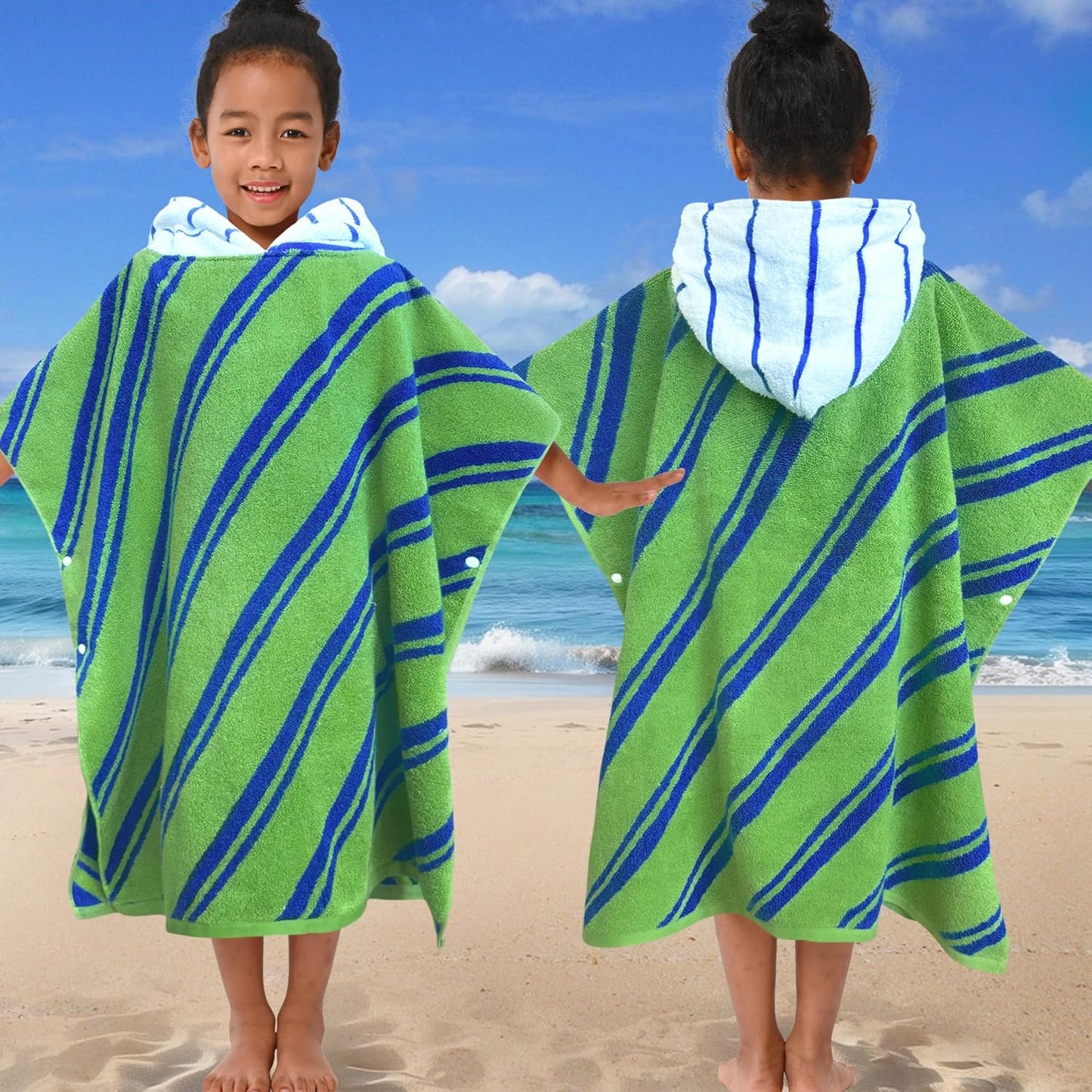 VOOVA & MOVAS Kids Hooded Poncho Towels for Pool and Beach