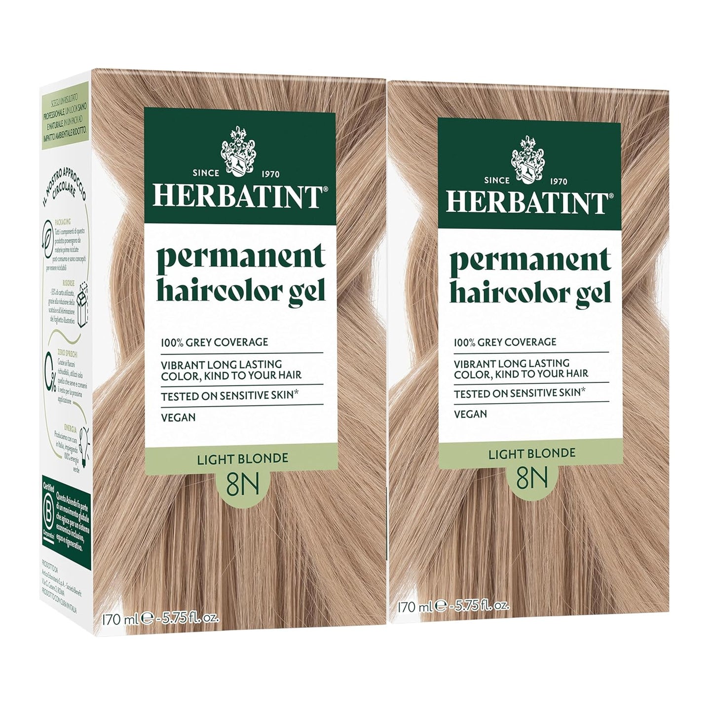 Herbatint Permanent Hair Dye 8N Light Blonde for Gray Coverage