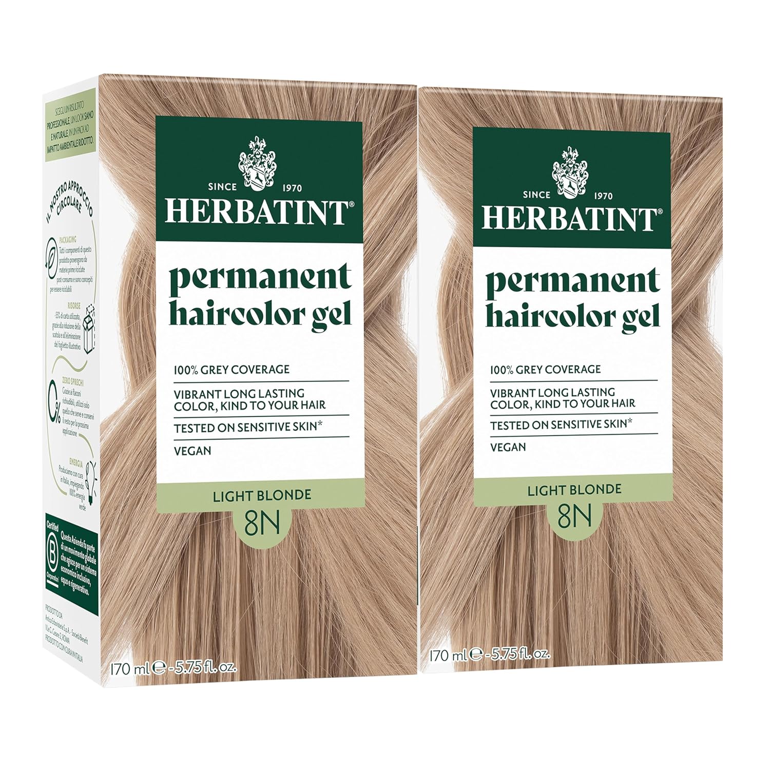 Herbatint Permanent Hair Dye 8N Light Blonde for Gray Coverage