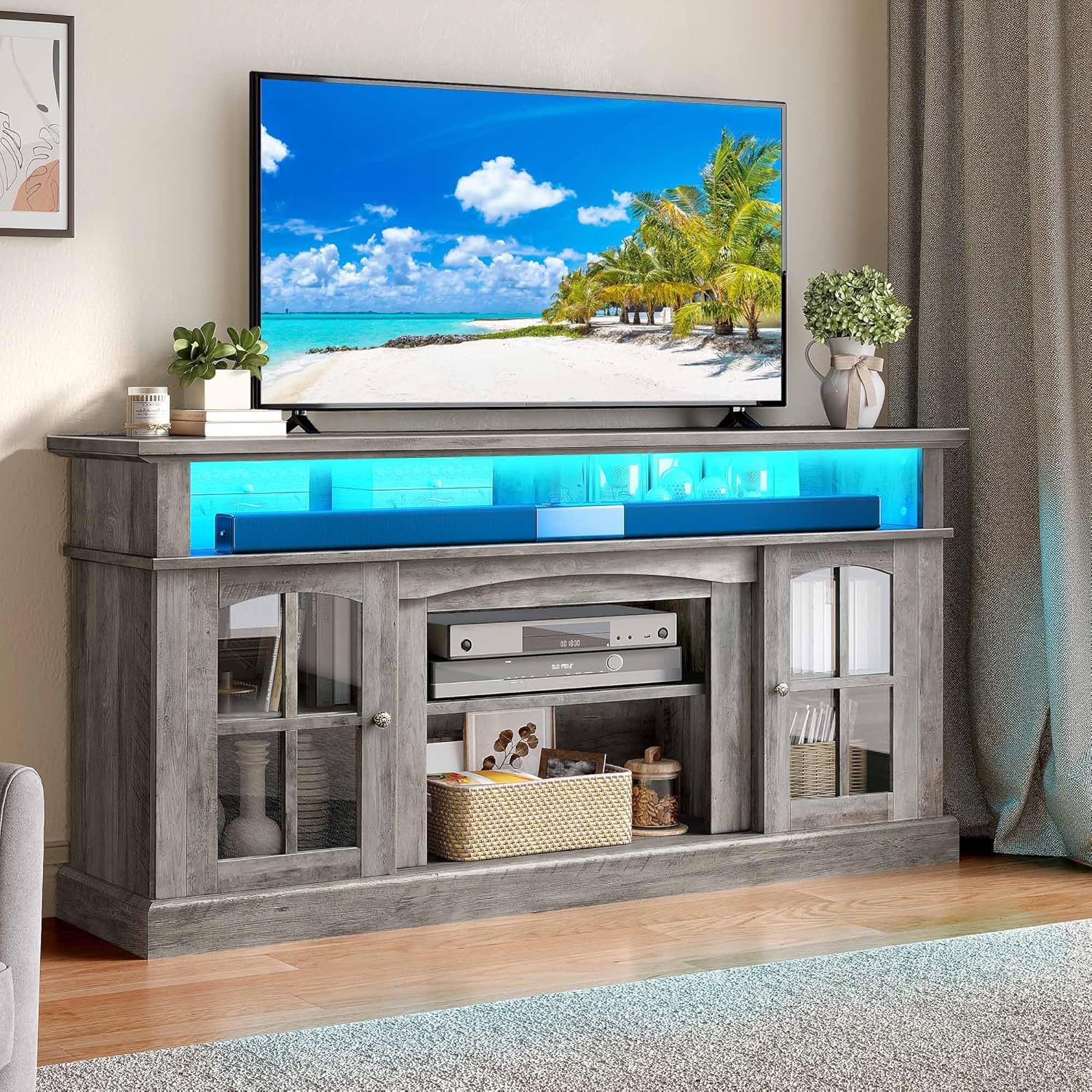 YITAHOME Modern Farmhouse TV Stand - Spacious Storage