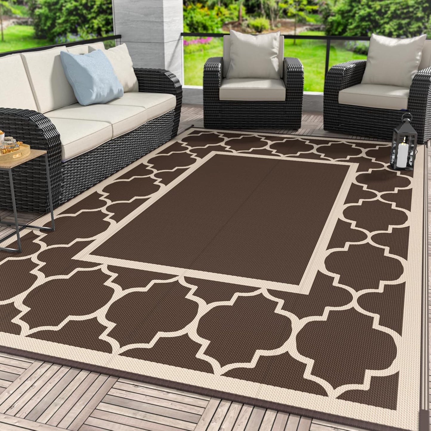 GENIMO Outdoor Rug 8ft x 10ft Waterproof Reversible Mat for Patio