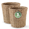 2-Pack Seagrass Waste Baskets - Durable Handwoven Natural Set