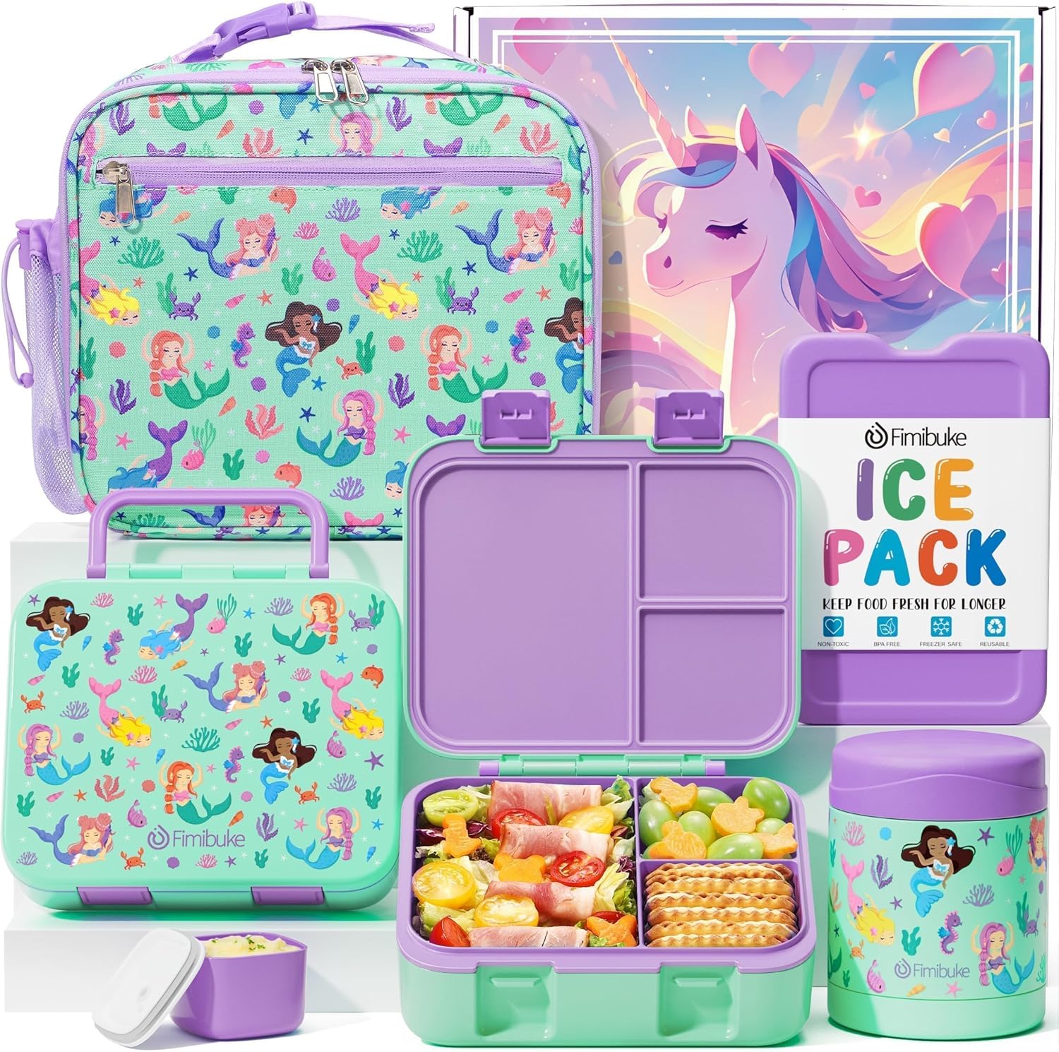 Fimibuke Bento Lunch Box Set for Kids with Insulated Bag
