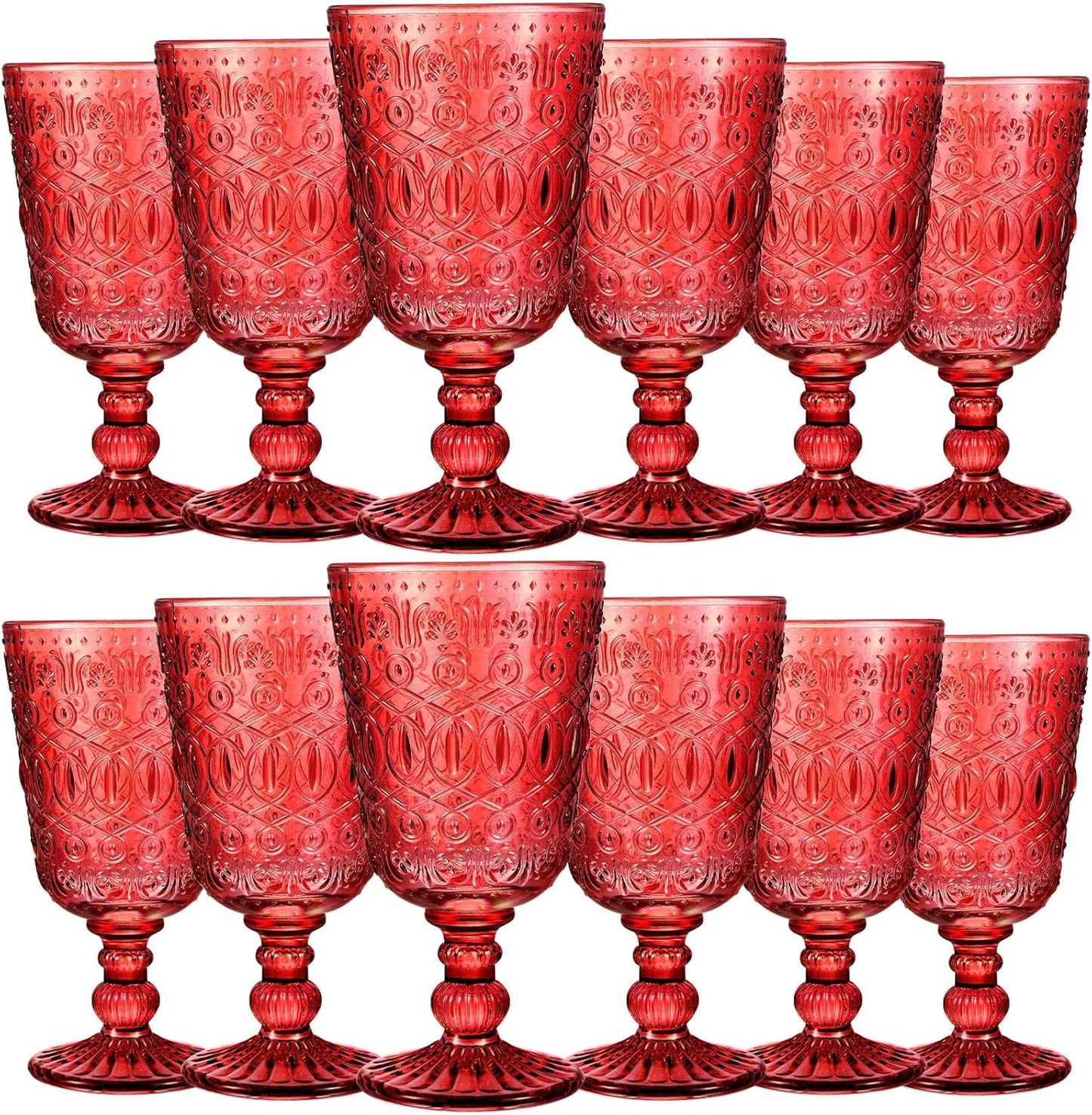 Vintage Red Wine Glasses Set of 12 for Weddings and Parties