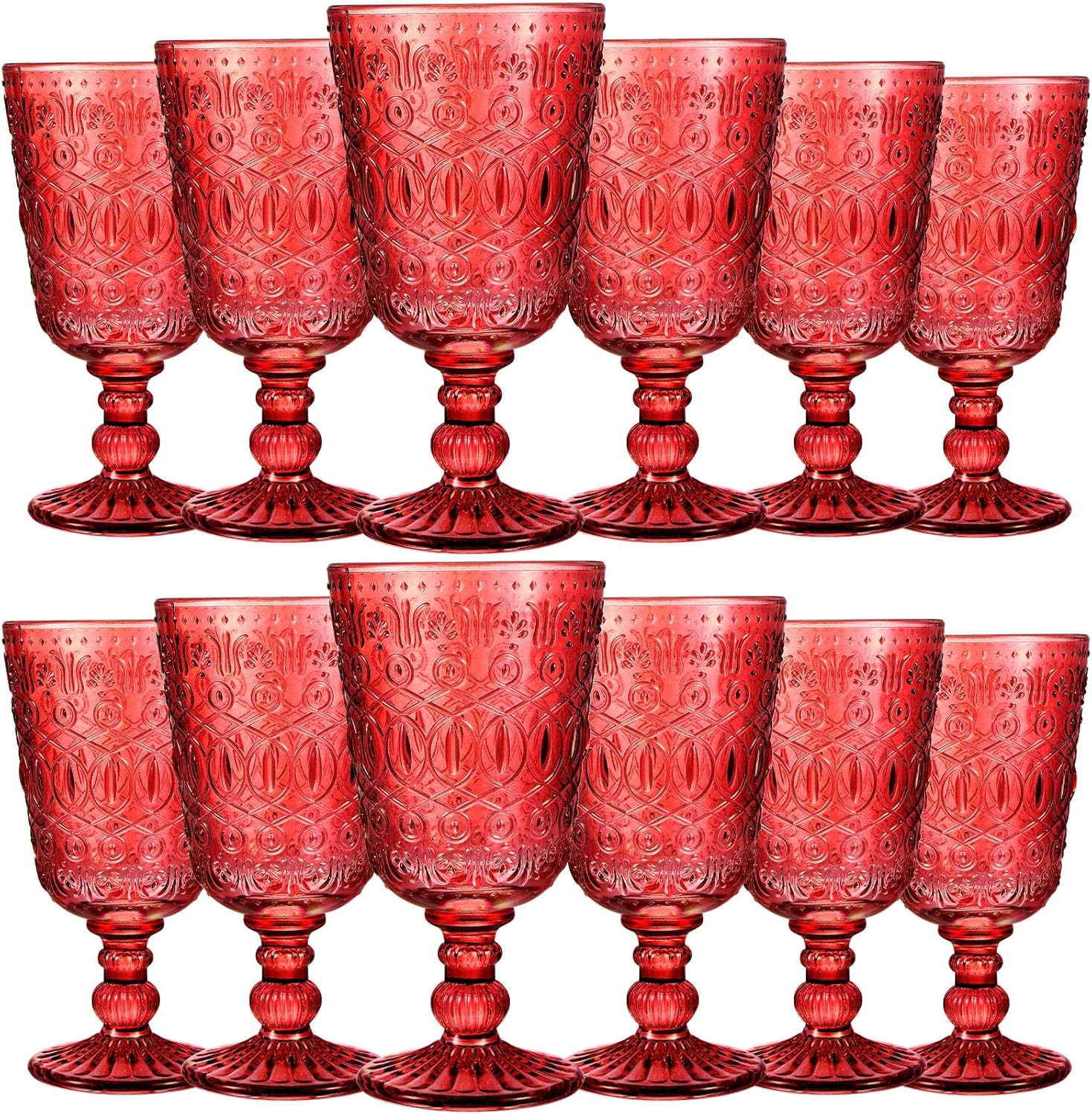 Vintage Red Wine Glasses Set of 12 for Weddings and Parties