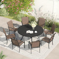Patio Dining Set for 8 - 53in Round Table with 8 Sling Chairs