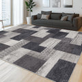 Modern Geometric Patchwork Indoor Area Rug 9ftx 12ft - Grey Living