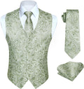 Mens Paisley Jacquard Vest Tie Set - Formal 3PC Waistcoat