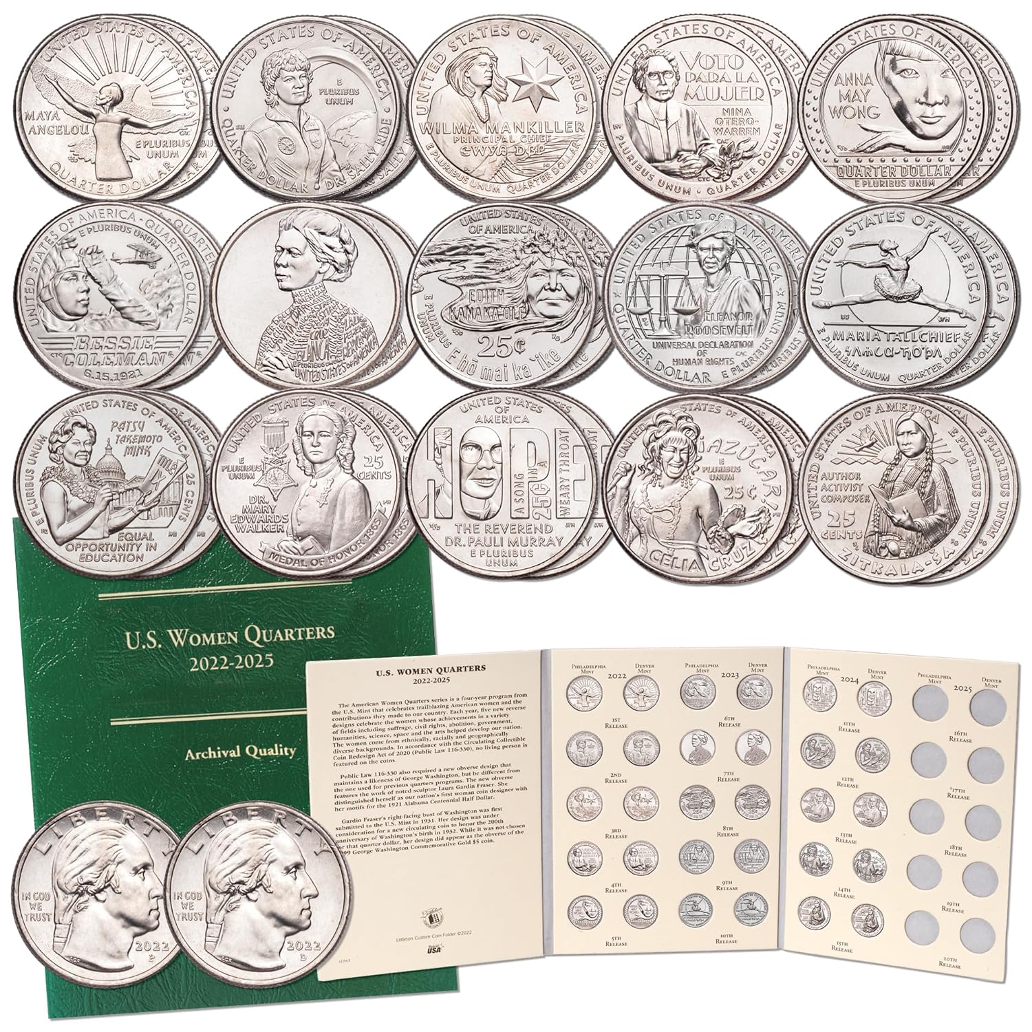2022-2024 Women's Quarter Coin Set with Folder for Collectors