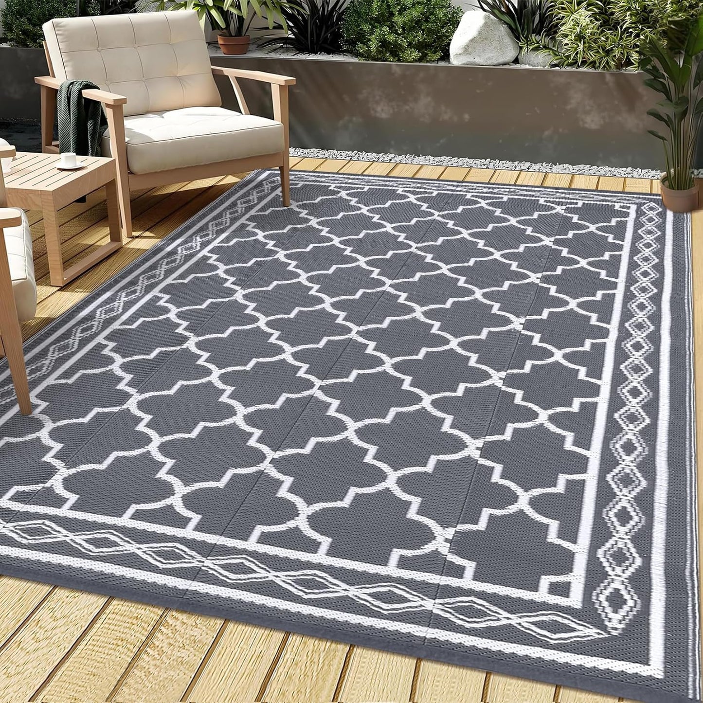 Garvee Outdoor Rug 8x10 Waterproof for Patio and Camping