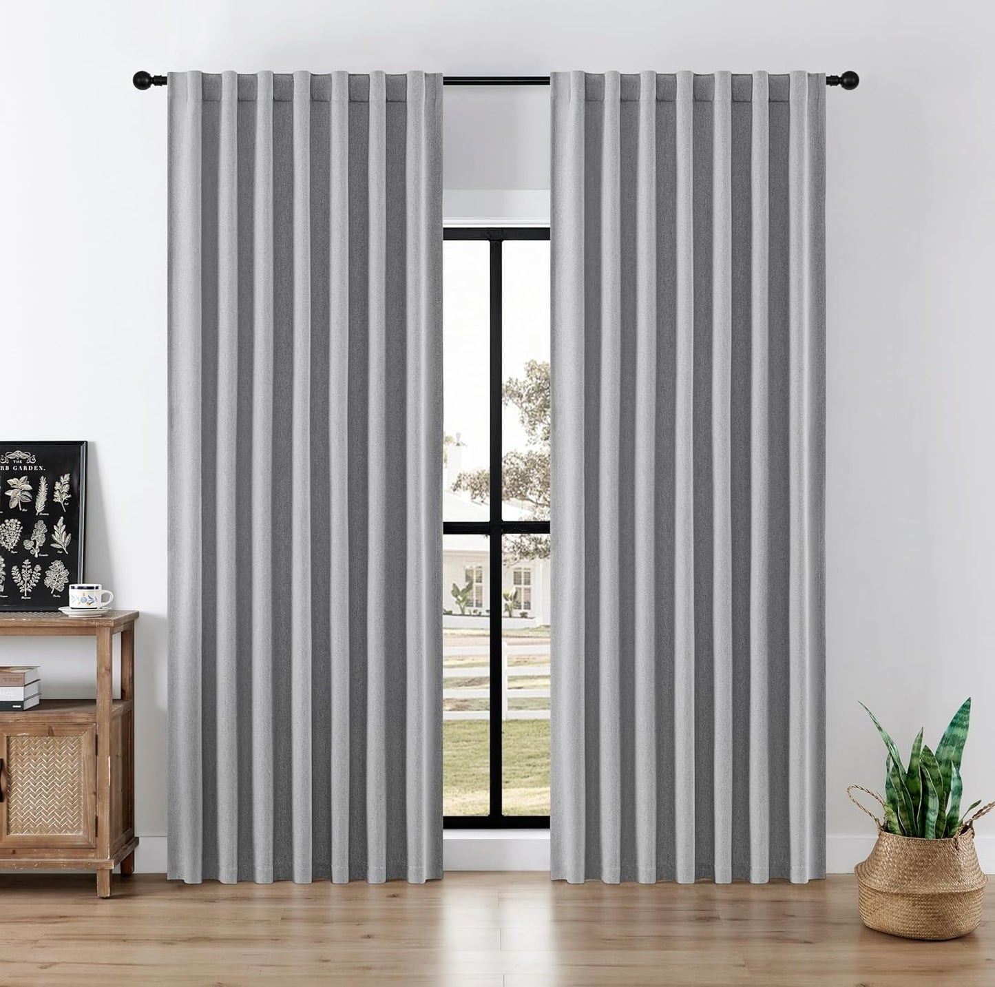 Joydeco Faux Linen Blackout Curtains for Bedroom and Living Room