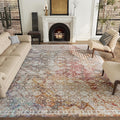 Vintage 8x10 Washable Area Rug - Low-Profile, Machine-Friendly