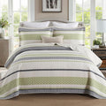King Size Cotton Quilt Set - Lightweight Reversible Bedspread (3