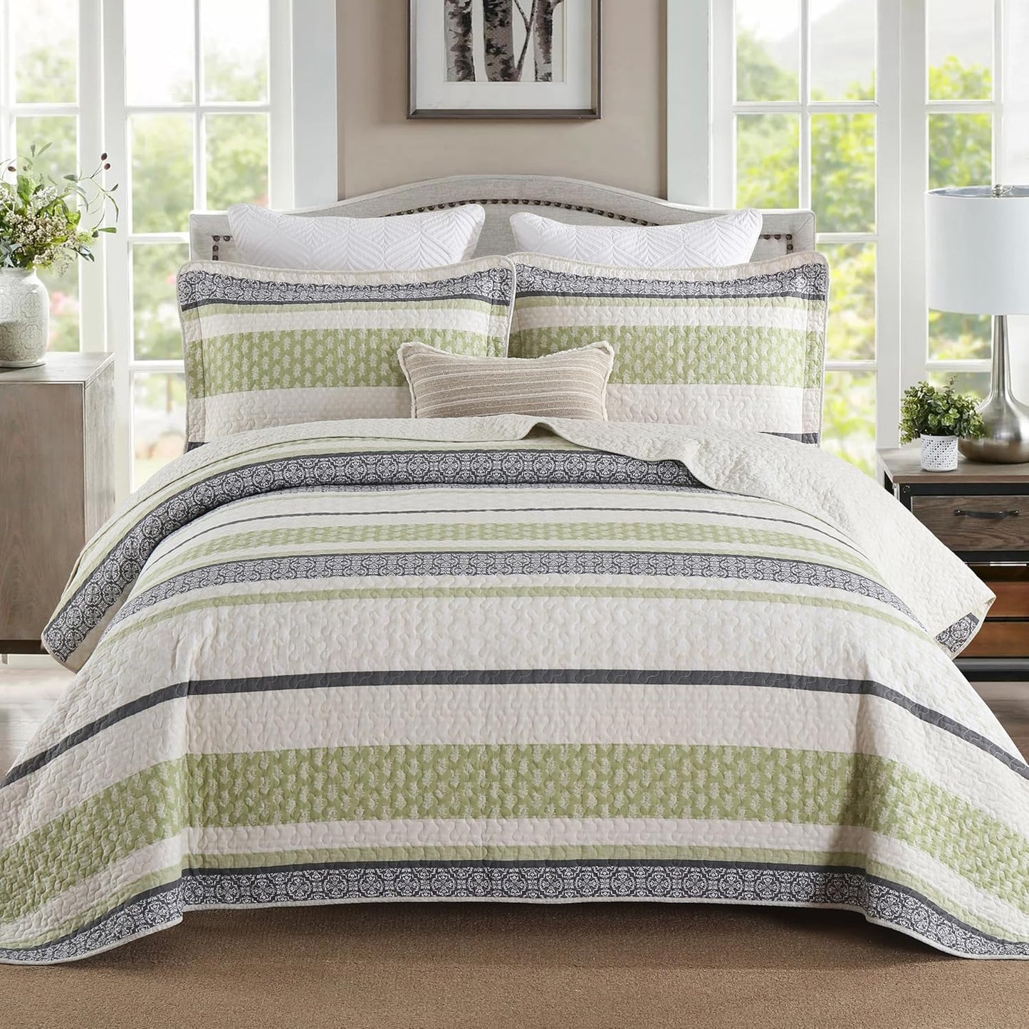 Homzard King Size Quilt Set - Lightweight Cotton Bedding Comforter