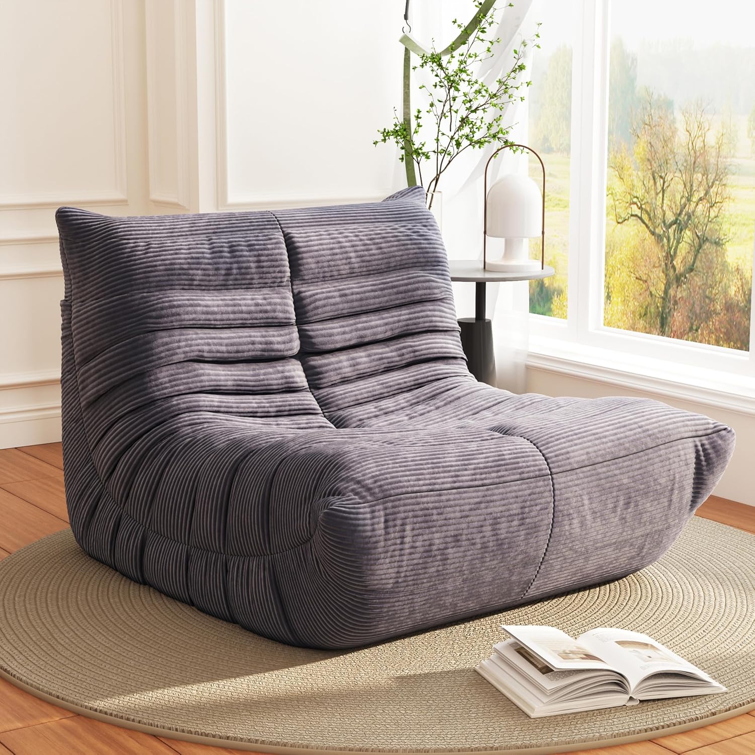 Ergonomic Memory Foam Bean Bag Chair - Grey