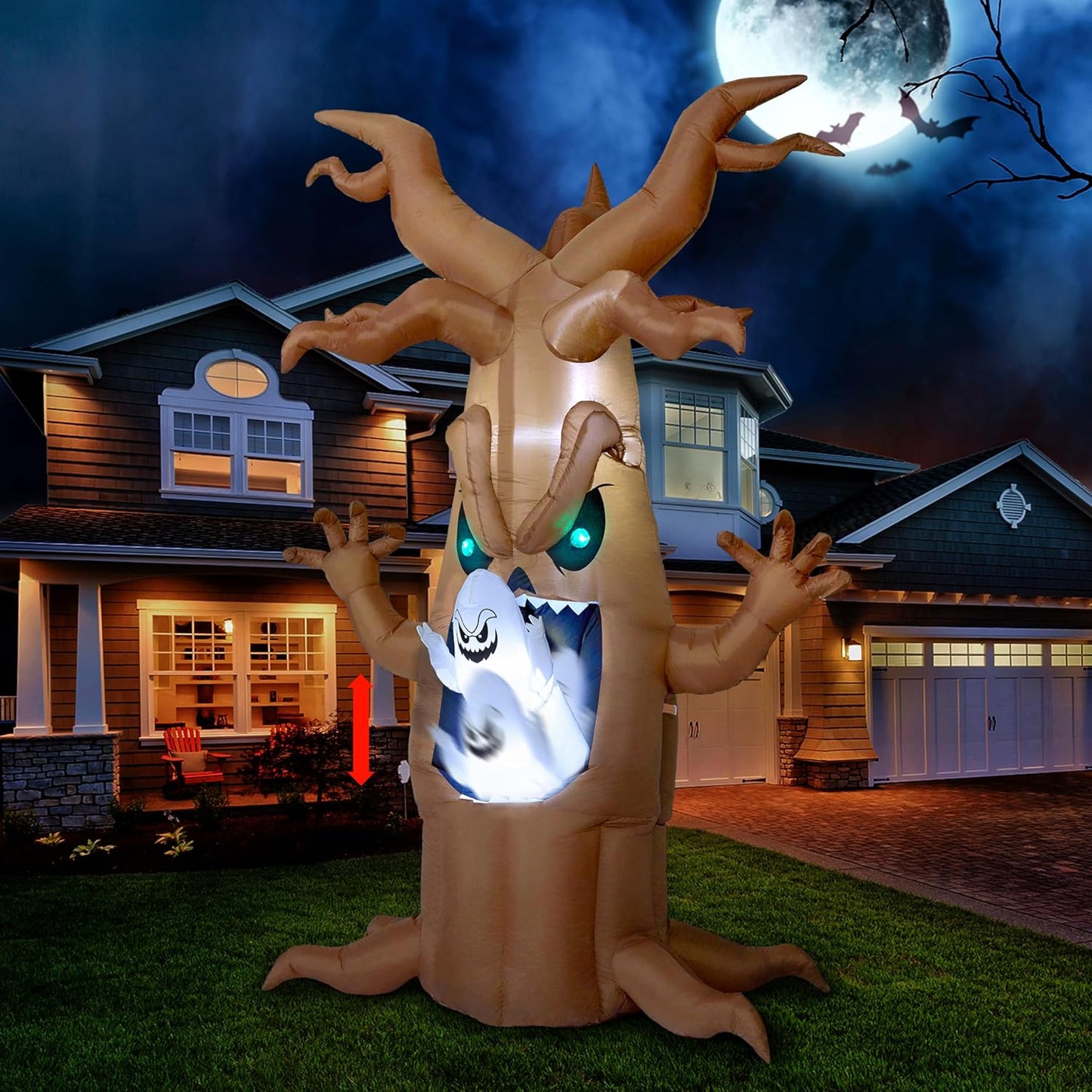 7 Ft Halloween Inflatable Tree with Ghost and LED Lights