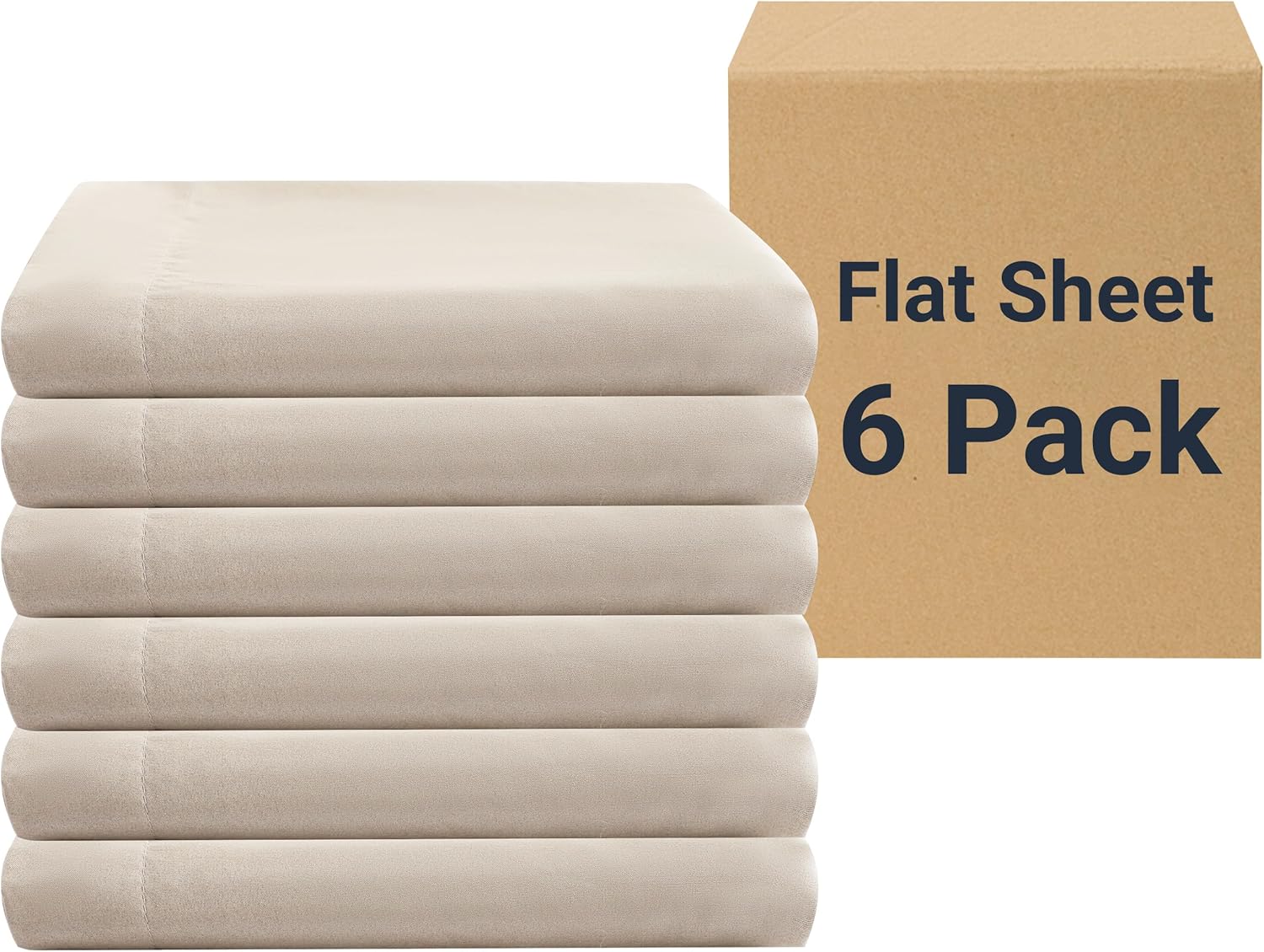 ZPECC Queen Size Flat Sheets 6 Pack for Hotels and Rentals