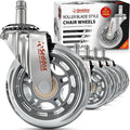 Office Chair Wheels Replacement Set 10mm Stem - Soft Casters for Wood