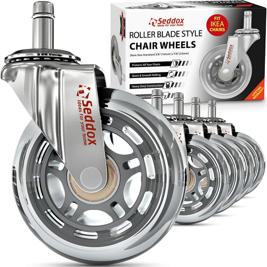 IKEA-Compatible Soft Chair Casters - Safe on All Floors - Seddox Set
