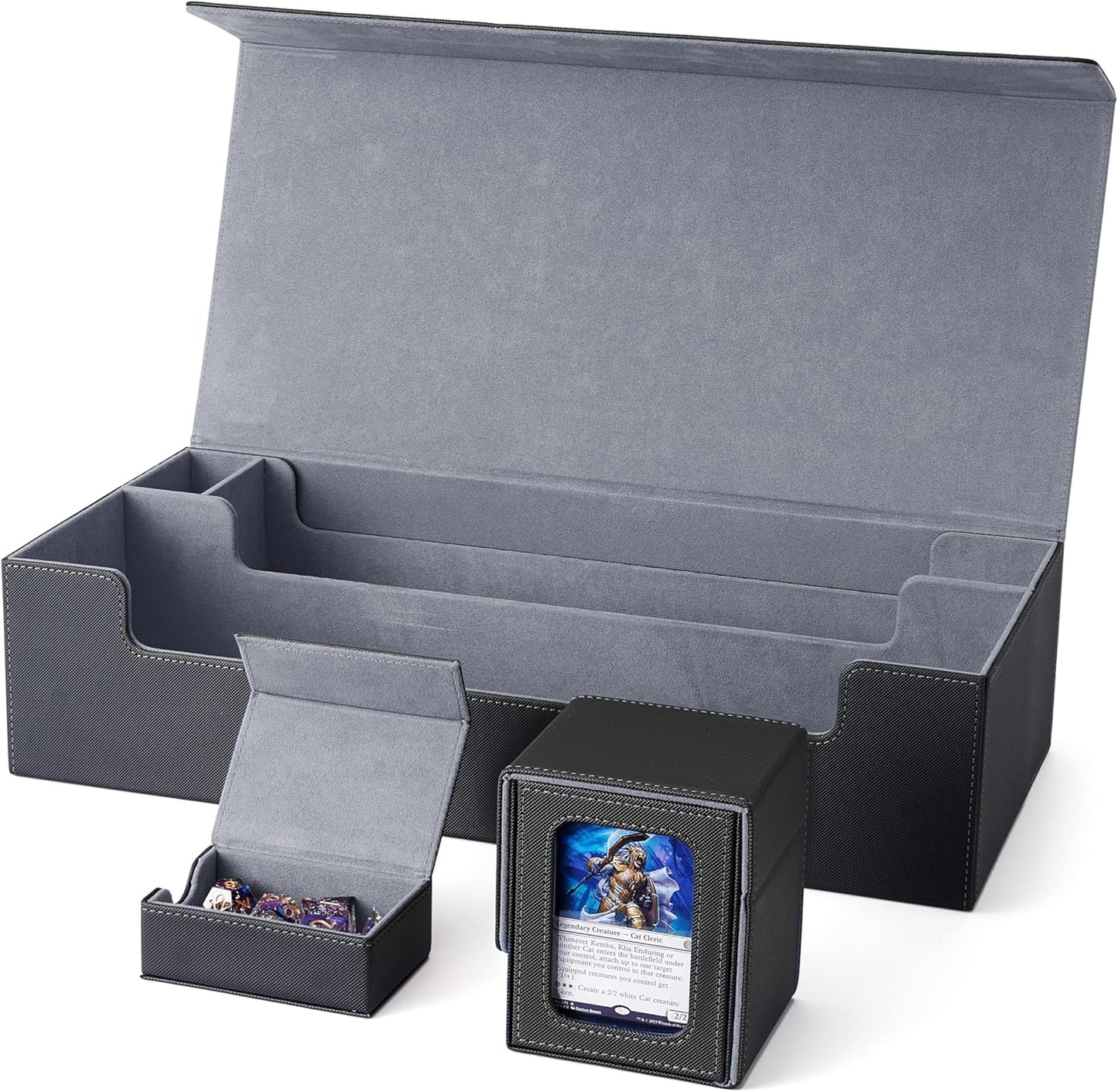 Venssu MTG Deck Box for Card Storage with Playmat and Dice Box