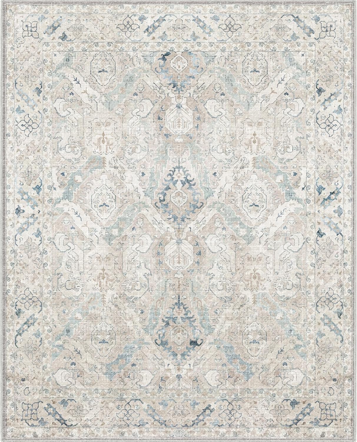 8x10 Area Rugs for Living Room - Vintage Non Slip Chenille Rug