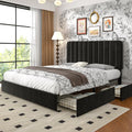 Full Size Upholstered Velvet Bed Frame with 4 Drawers - Storage