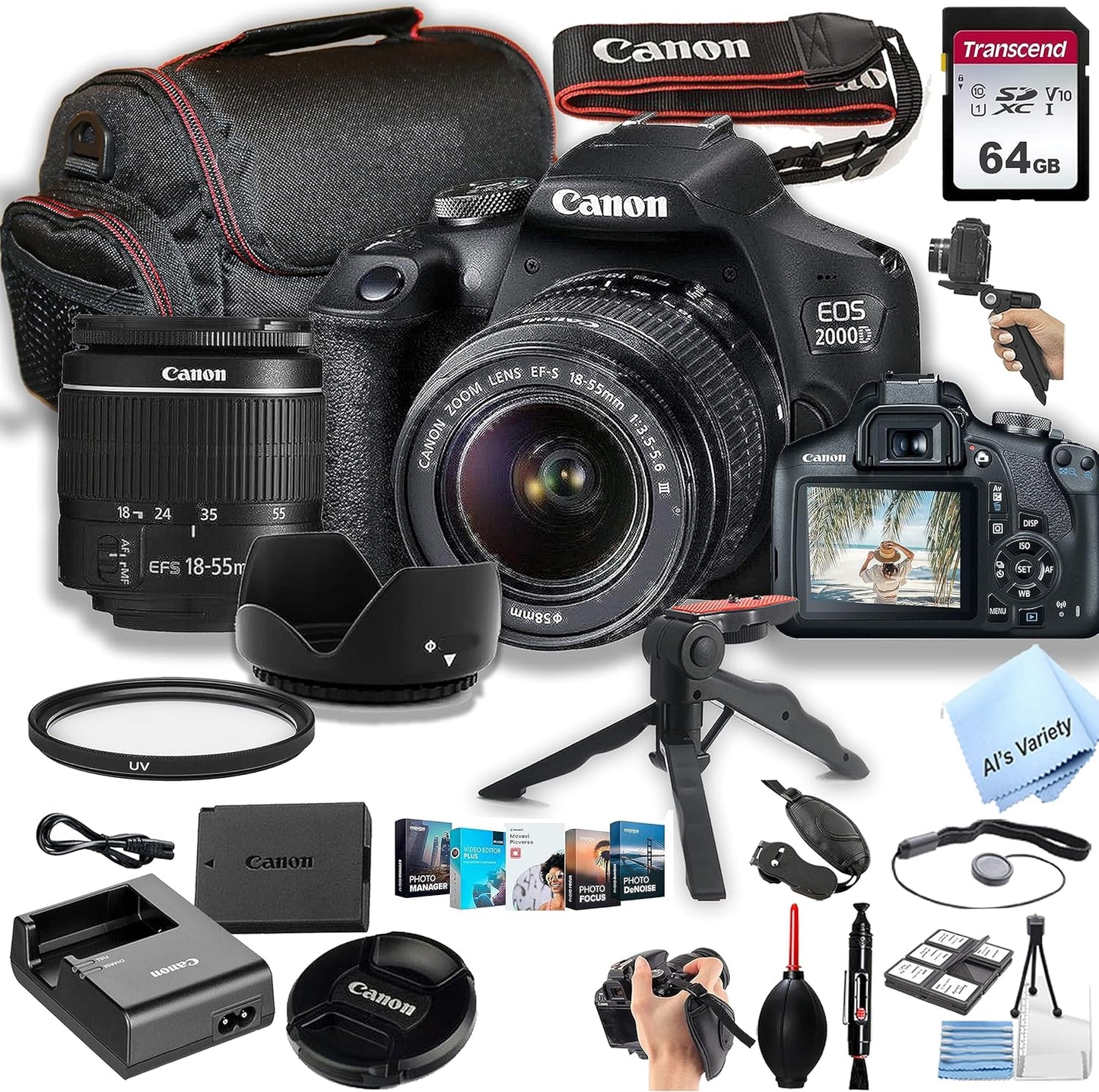 Canon EOS 2000D DSLR Camera Bundle with 18-55mm Lens and More