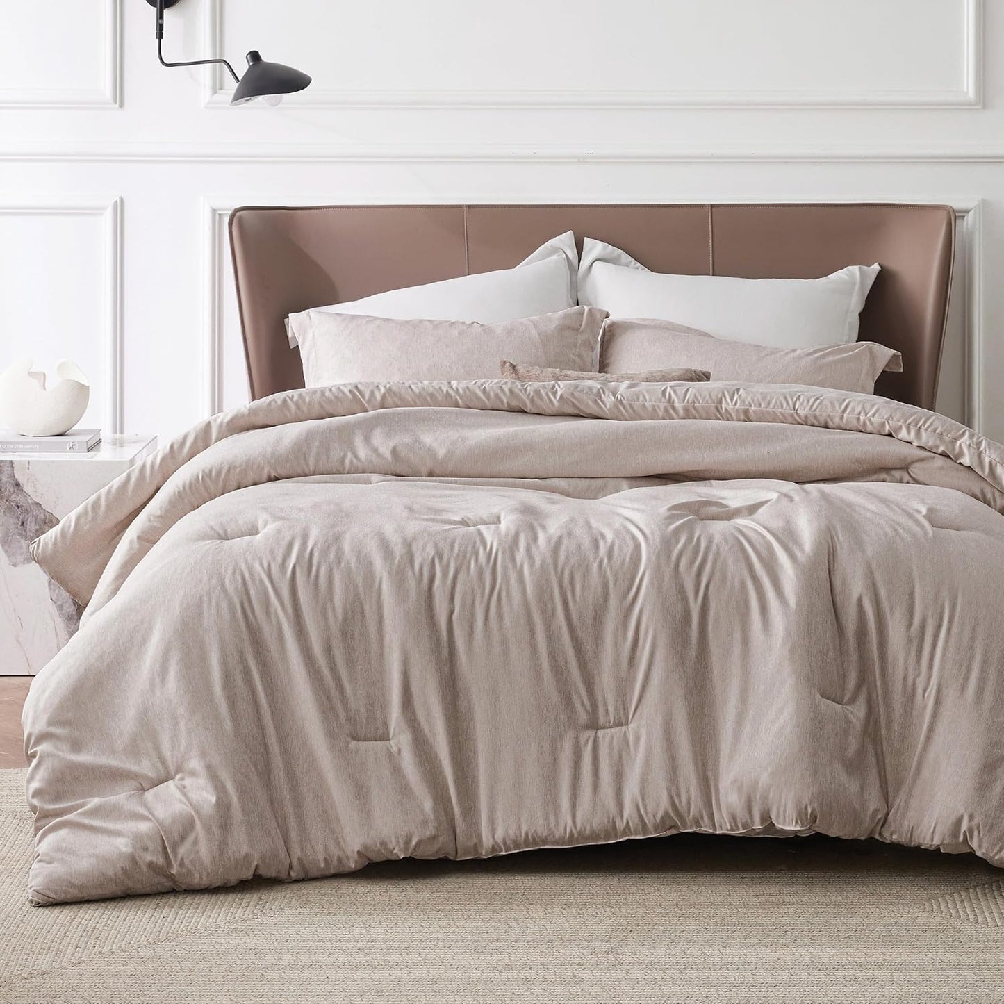 Bedsure Queen Comforter Set - Warm Taupe Soft Bedding for All Seasons